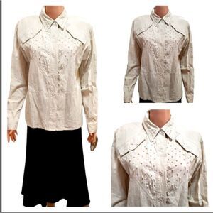 Saint Germain Paris Studded Collared Button Down Long Sleeve Shirt Size Small